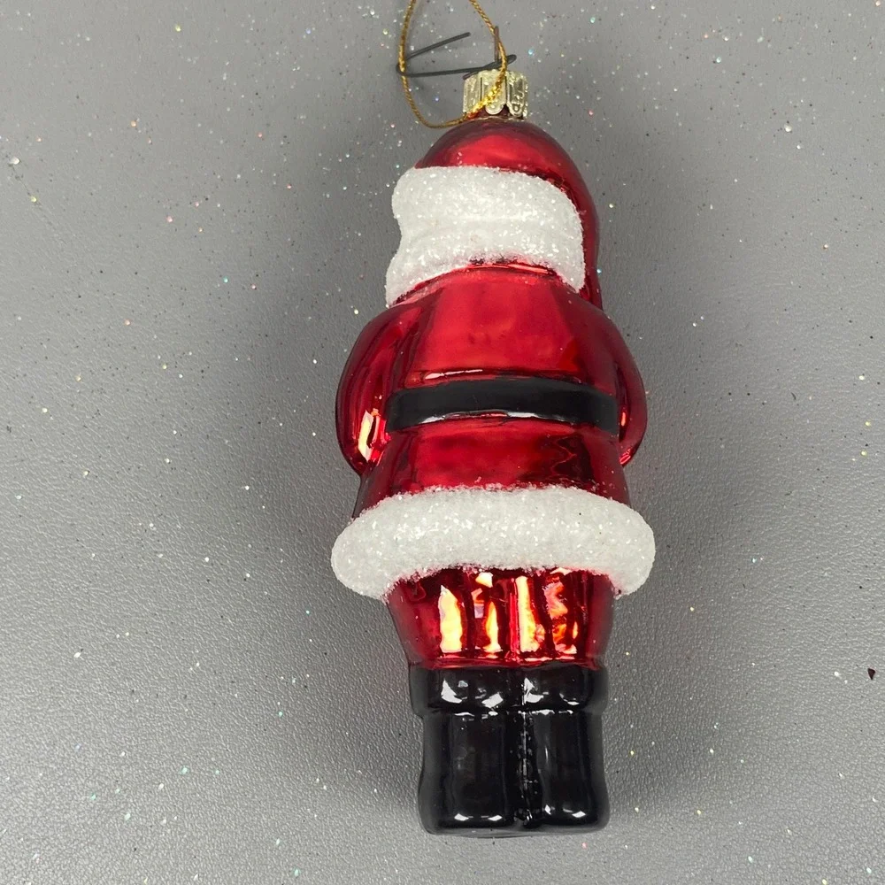 Old World Christmas Glass Ornaments Santa Claus and Gingerbread House Set of 2